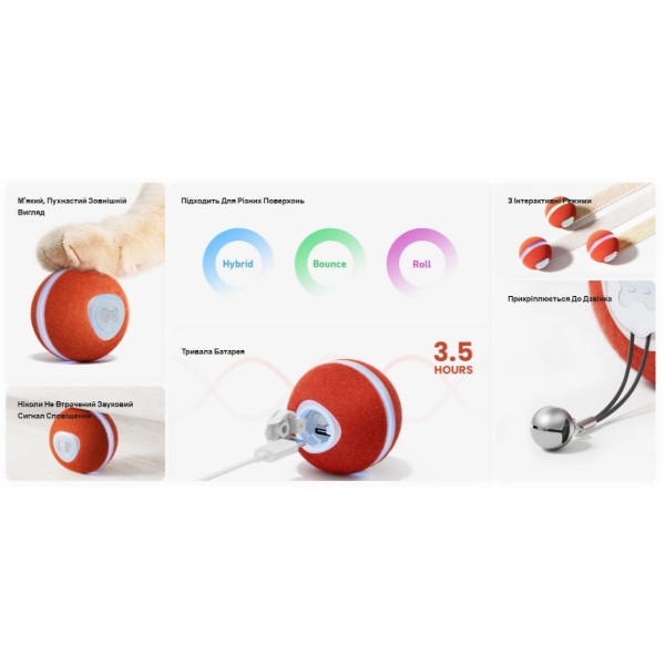Фото - Интерактивная игрушка для кошек Cheerble Wicked Ball M3 Apricot Beige (CWQ02A)