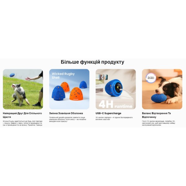 Фото - Інтерактивна іграшка для собак Cheerble Wicked Rugby Royal Blue (CWQ06B)