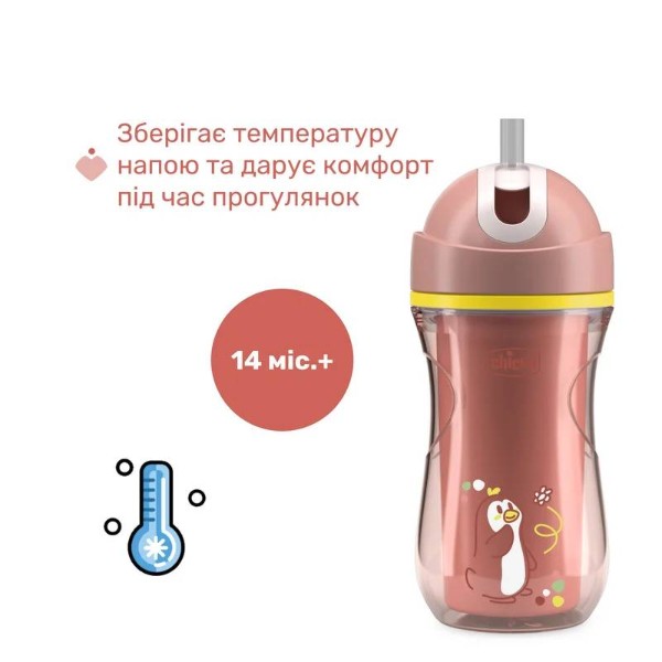 Фото - Чашка-непроливайка дитяча Chicco Sport Cup 266 мл від 14 міс. Pink (06991.15)