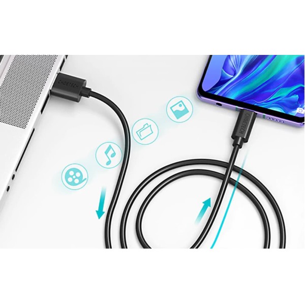 Фото - Кабель Choetech PowerSync PVC Cable USB-A to USB-C 2.4A 0.5m Black (AC0001)