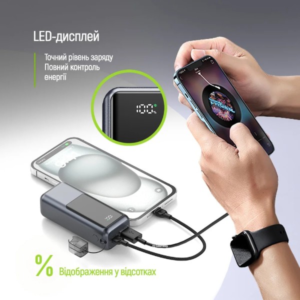 Фото - Батарея мобильная Colorway 10 000 mAh Urban USB QC4.0 + USB-C PD22.5W Gray (CW-PB100LP03GR)
