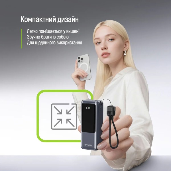 Фото - Батарея мобильная Colorway 10 000 mAh Urban USB QC4.0 + USB-C PD22.5W Gray (CW-PB100LP03GR)