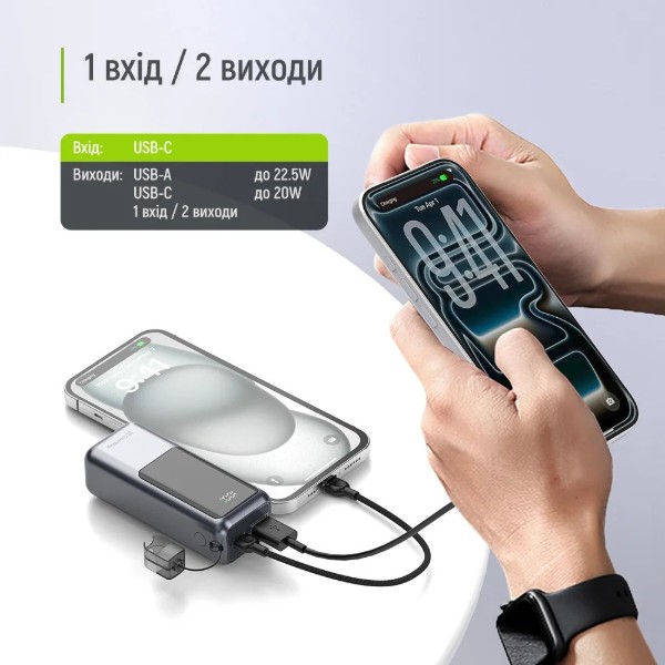 Фото - Батарея мобильная Colorway 10 000 mAh Urban USB QC4.0 + USB-C PD22.5W Gray (CW-PB100LP03GR)