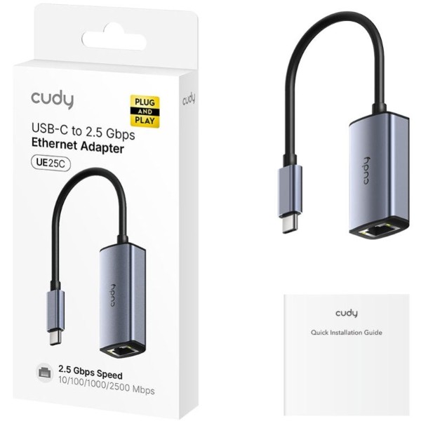 Фото - Переходник USB- RJ-45 Cudy USB 3.0 Type-C --> Ethernet RJ45 (UE25C)
