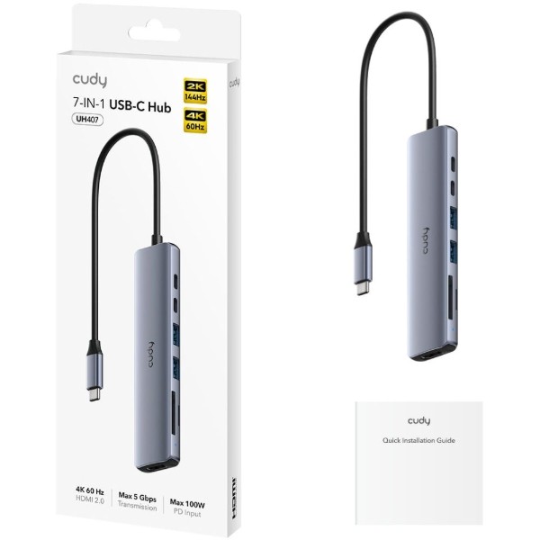 Фото - Хаб USB Cudy USB 3.0 Type-C -> 2xUSB-A, 2xUSB-C, 1xHDMI (UH407)