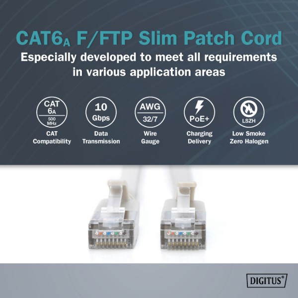 Фото - Кабель патч-корд Digitus CAT 6a F-FTP Sliim 5 м Silver (DK-1632-A-050S)