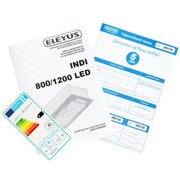 Фото - Вытяжка встраиваемая ELEYUS INDI 1200 LED 52 BL