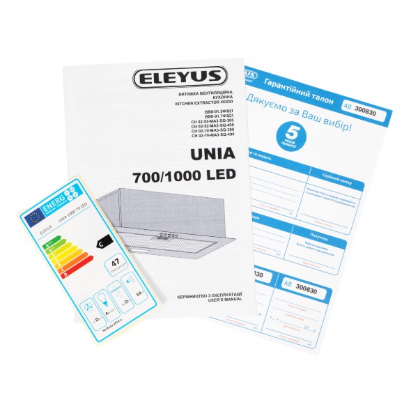 Фото - Витяжка вбудована ELEYUS UNIA 1000 LED 70 BL