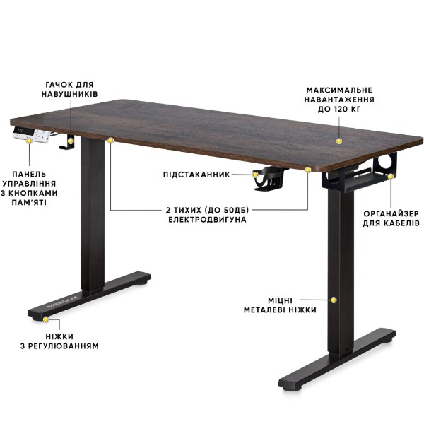 Фото - Стіл з електрорегулюванням висоти Evo-kids PowerDesk Duo Antique (EVO-242 Duo Antique / Black)