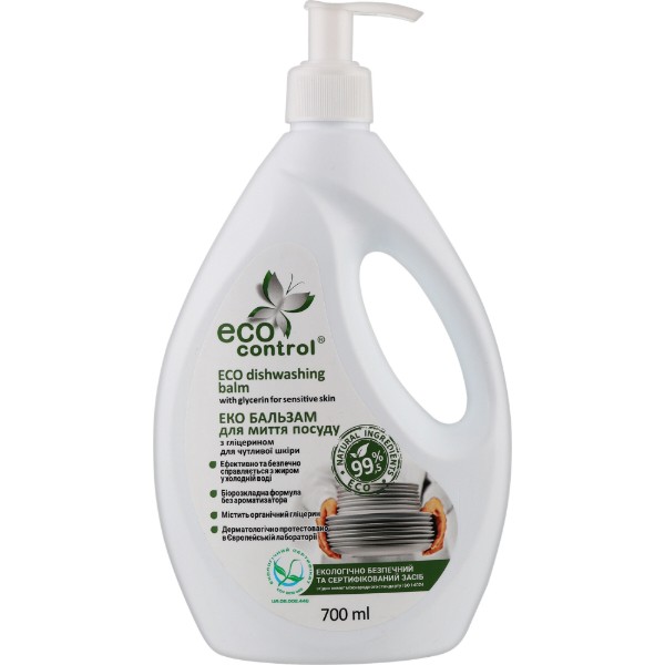 Фото - Средство для ручного мытья посуды Eco Control с глицерином для чувствительной кожи, 700 мл (5095) Фото - Средство для ручного мытья посуды Eco Control с глицерином для чувствительной кожи, 700 мл (5095)