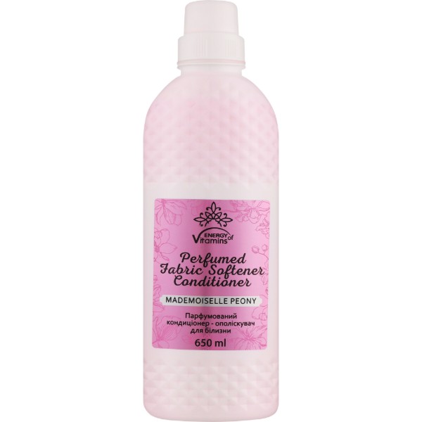 Фото - Ополіскувач для білизни Energy of Vitamins Mademoiselle PEONY парфумований, 650 мл (7846) Фото - Ополіскувач для білизни Energy of Vitamins Mademoiselle PEONY парфумований, 650 мл (7846)
