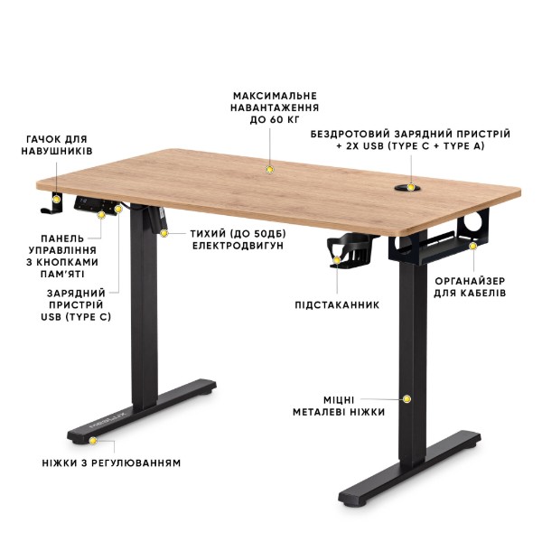 Фото - Стіл з електрорегулюванням висоти Mealux PowerDesk Energy Mahogany (EVO-201 Energy Mahogany/B)