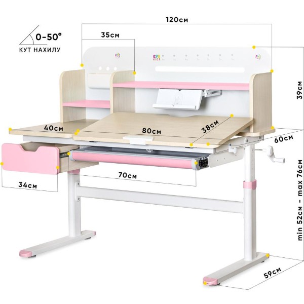Фото - Парта школьная Evo-kids Дитячий стіл Evo-kids TH-360 Pink (арт. TH-360 TG/PN Plus)