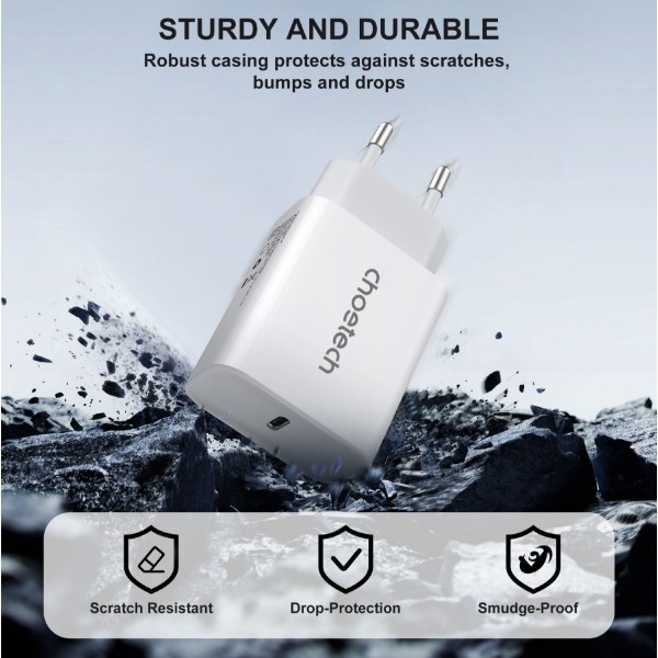 Фото - Сетевое зарядное устройство Choetech PowiX USB-C PD 30W Mini Wall Charger White (PD3041-EU-WH)