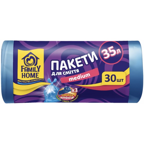 Фото - Пакет для сміття Family Home 45x55 блак. 35 л 30 шт. (4820185122146)