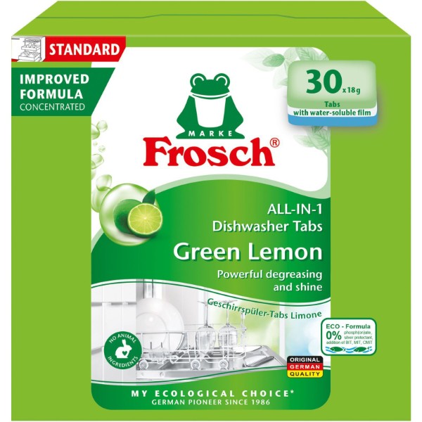 Фото - Таблетка для посудомоечной машины Frosch Лимон 30х18 г (4009175965134) Фото - Таблетка для посудомоечной машины Frosch Лимон 30х18 г (4009175965134)