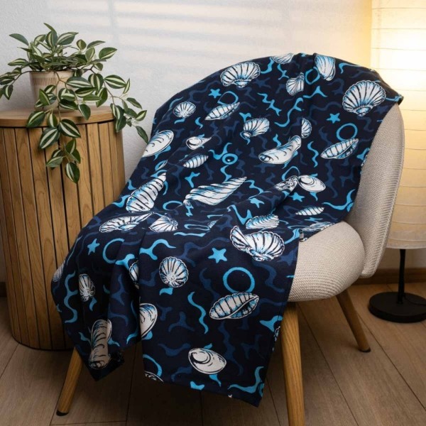 Фото - Рушник пляжний GM Textile махровий пляжний синій мушля 70х150