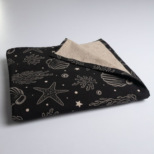 Фото - Рушник пляжний GM Textile махровий пляжний чорний морський 70х150