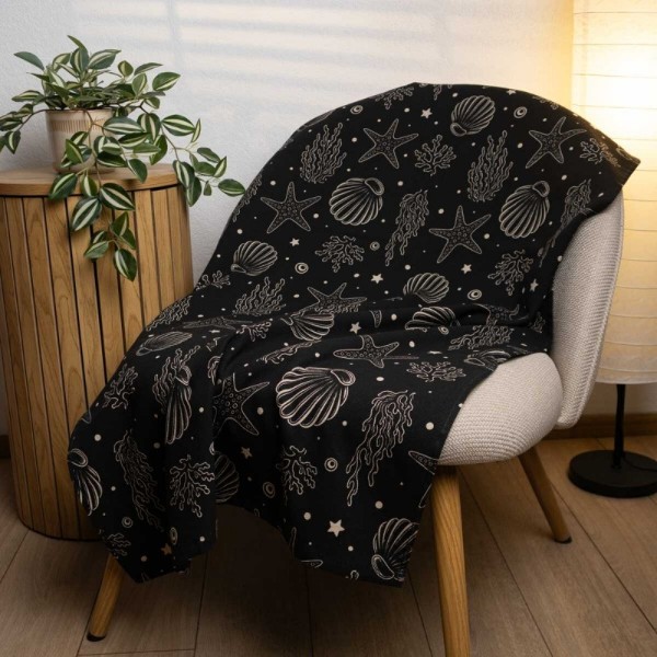 Фото - Рушник пляжний GM Textile махровий пляжний чорний морський 70х150