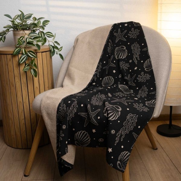 Фото - Рушник пляжний GM Textile махровий пляжний чорний морський 70х150