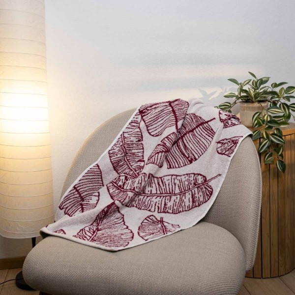 Фото - Рушник для обличчя GM Textile махровий бордовий Перо 50х90