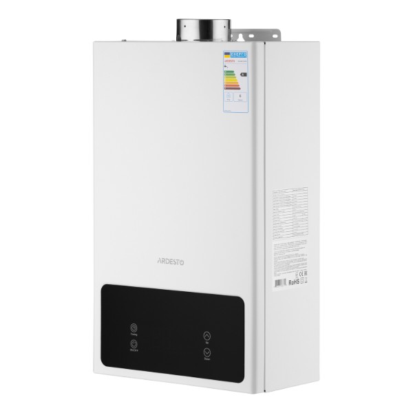 Фото - Газовая колонка ARDESTO HB02 10л/мин 20кВт турбированная Low NOx с дымоходом (GWH-HB02-10T-WHITE1)