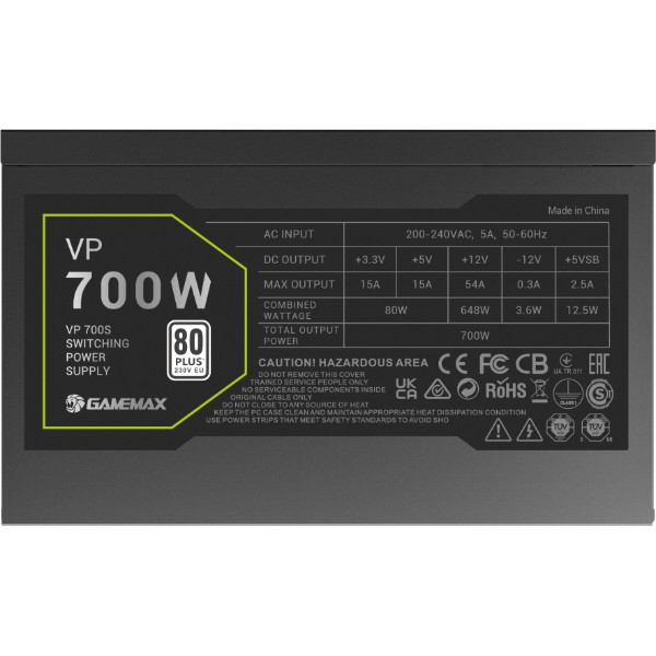 Фото - Блок питания для ПК Gamemax 700W, 80+ Bronze (VP 700S BK)