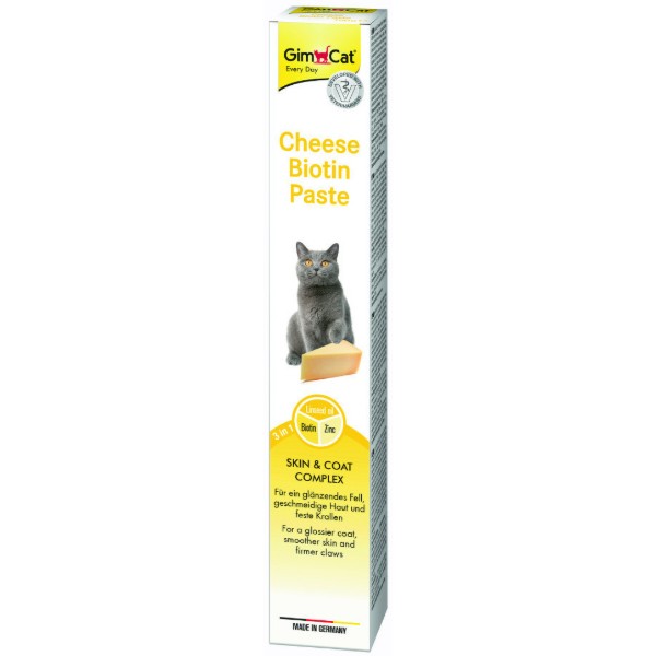 Фото - Ласощі для котів GimCat Cheese Biotin Paste усіх порід cирна з біотином 100 г (4002064401010)