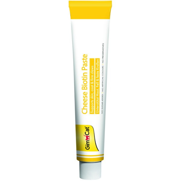 Фото - Ласощі для котів GimCat Cheese Biotin Paste усіх порід cирна з біотином 100 г (4002064401010)