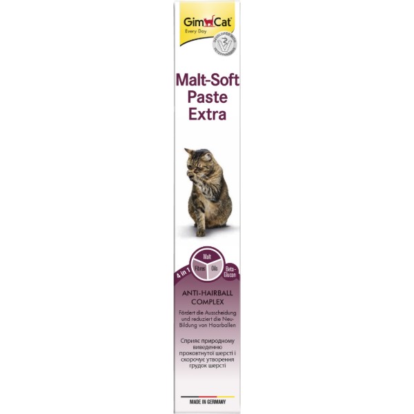 Фото - Ласощі для котів GimCat Every Day Malt-Soft Paste Extra для виведення шерсті зі шлунку 100 г (4002064407531)