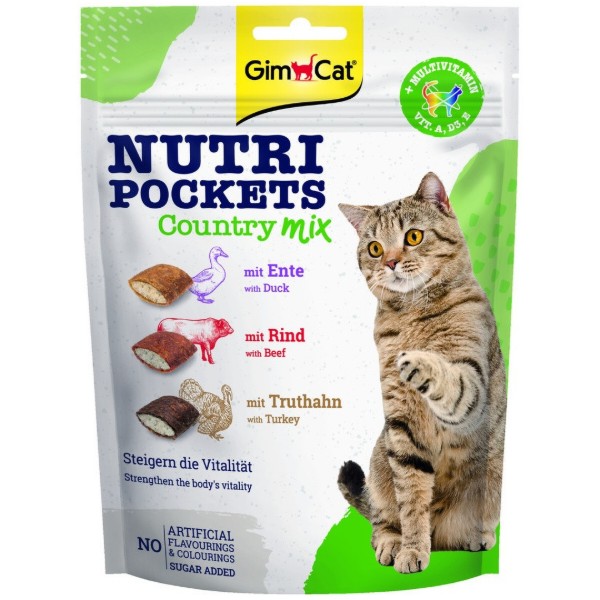 Фото - Ласощі для котів GimCat Nutri Pockets Кантрі мікс з качкою яловичиною та індичкою 150 г (4002064419275)