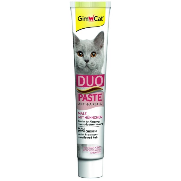 Фото - Паста для кошек GimCat DUO PASTE Anti-hairboll malt with chicken 50г (4002064427201)