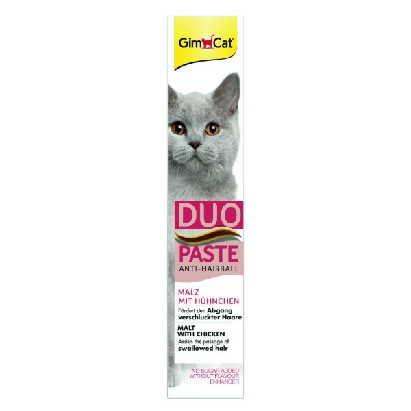 Фото - Паста для кошек GimCat DUO PASTE Anti-hairboll malt with chicken 50г (4002064427201)