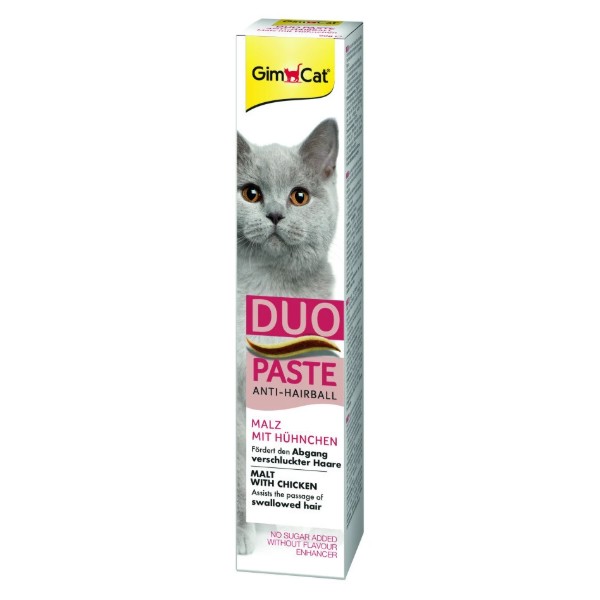Фото - Паста для кошек GimCat DUO PASTE Anti-hairboll malt with chicken 50г (4002064427201)