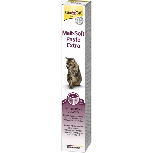 Фото - Ласощі для котів GimCat Every Day Malt-Soft Paste Extra для виведення шерсті зі шлунку 100 г (4002064407531)