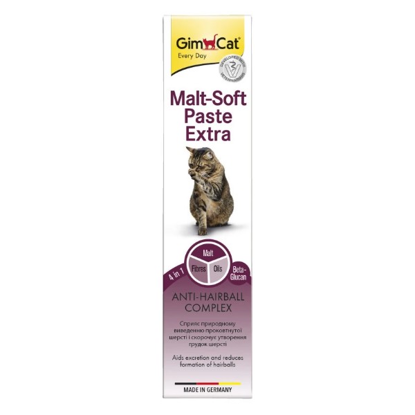 Фото - Паста для кошек GimCat Every Day Malt-Soft Paste Extra для вывода шерсти из желудка 20 г (4002064407524)