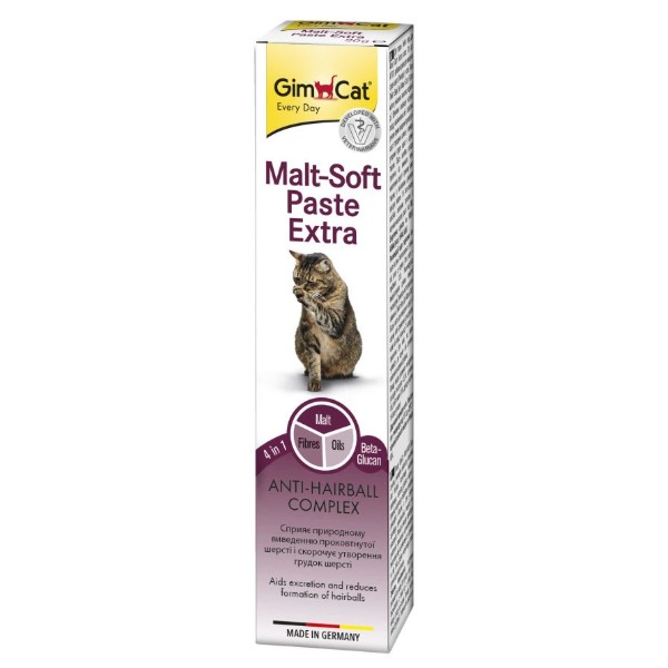 Фото - Паста для кошек GimCat Every Day Malt-Soft Paste Extra для вывода шерсти из желудка 20 г (4002064407524)