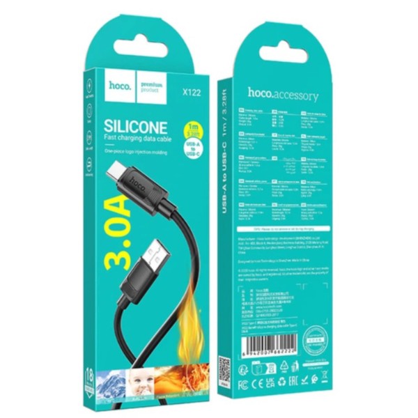 Фото - Кабель HOCO USB - Type-C  3A 1m Black (hc-x122-TC-BK)