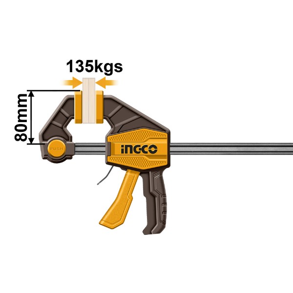 Фото - Струбцина INGCO быстрозажимная 80×600 мм INDUSTRIAL (HQBC24802)