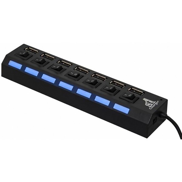 Фото - Хаб USB 1stCharger 7 портов 2.0 Black (HUB1ST20702)