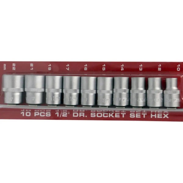Фото - Набір торцевих голівок Haisser 1/2" 10-22мм 10 шт. (70189)