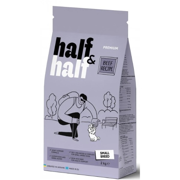 Фото - Сухой корм для собак Half&Half с говядиной 2 кг (4820261920727)