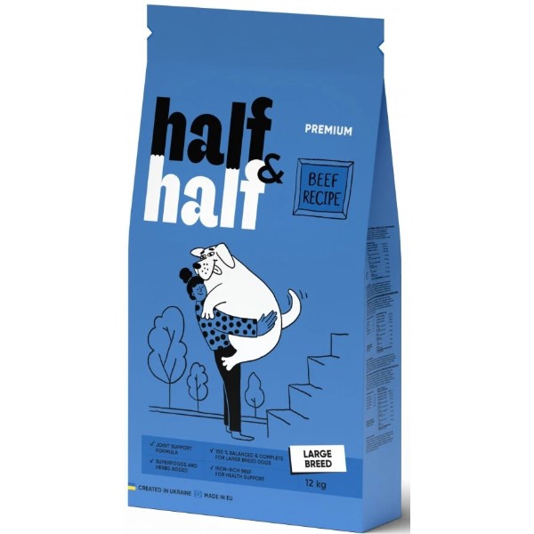 Фото - Сухой корм для собак Half&Half с говядиной 12 кг (4820261920772)