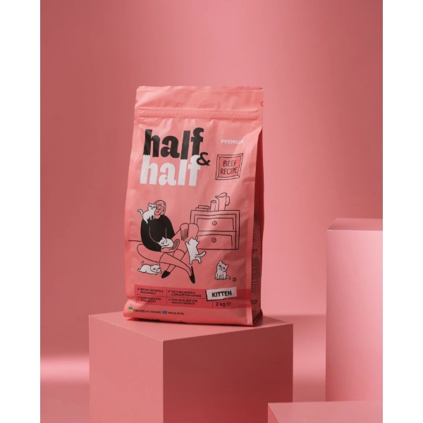 Фото - Сухой корм для кошек Half&Half для котят с говядиной 2 кг (4820261920789)