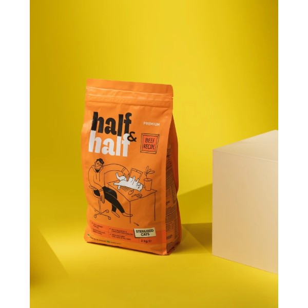Фото - Сухой корм для кошек Half&Half для стерилизованных с говядиной 2 кг (4820261920802)