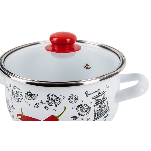 Фото - Каструля Gusto GT-T-122-WR Перчинка біла 22 см 5.1 л