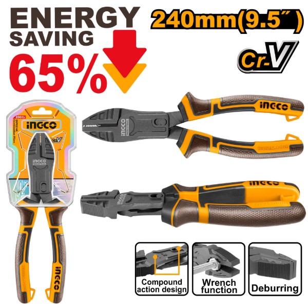 Фото - Плоскогубці INGCO Profi+ 240 мм (HCCP58240)