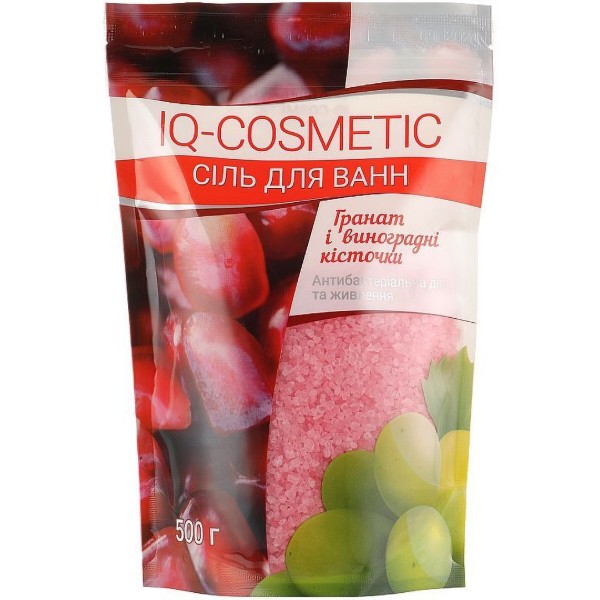 Фото - Сіль для ванни IQ-Cosmetic 500 г гранат і виноградні кісточки (4820049382488)