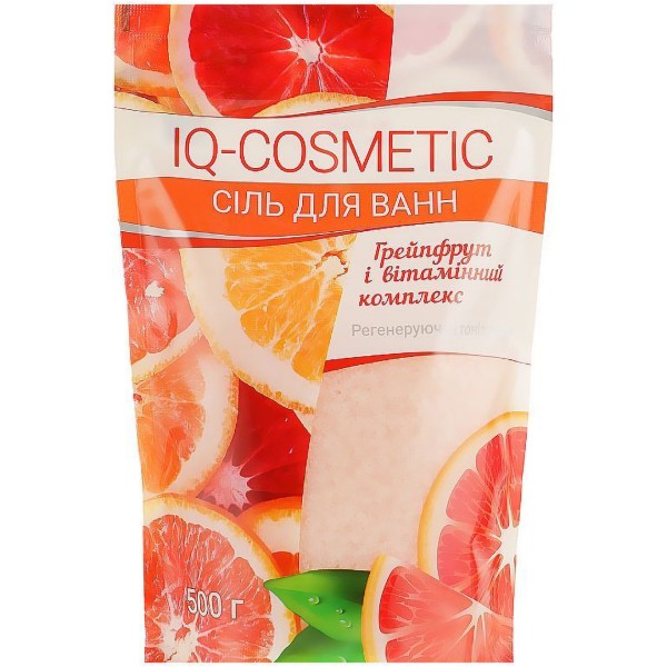 Фото - Сіль для ванни IQ-Cosmetic 500 г грейпфрут і вітамінний комплекс (4820049382495)