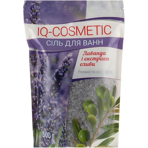 Фото - Сіль для ванни IQ-Cosmetic 500 г лаванда і екстракт оливи (4820049382525)